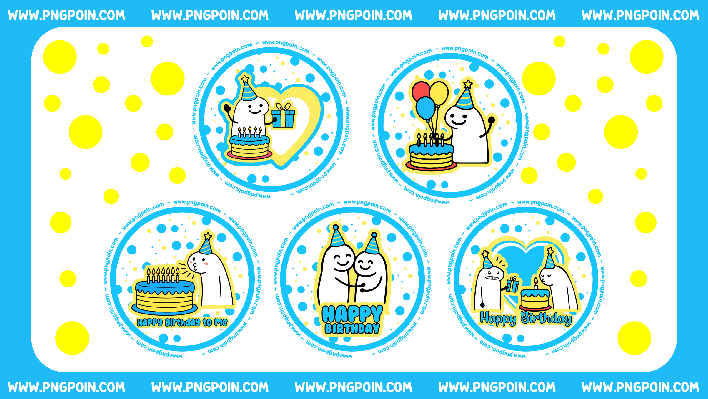 round sticker blue flork of cows 5